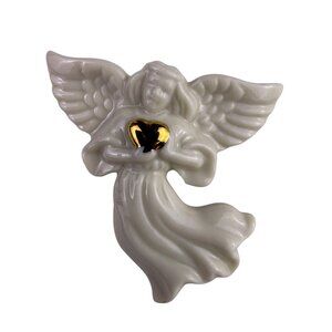 Lenox Handcrafted Gold Tone Ceramic Angel Pin Brooch